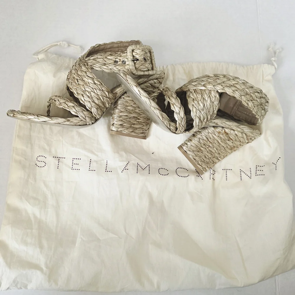 Stella McCartney Woven Straw Sandals 39.5 - Picture 4 of 4